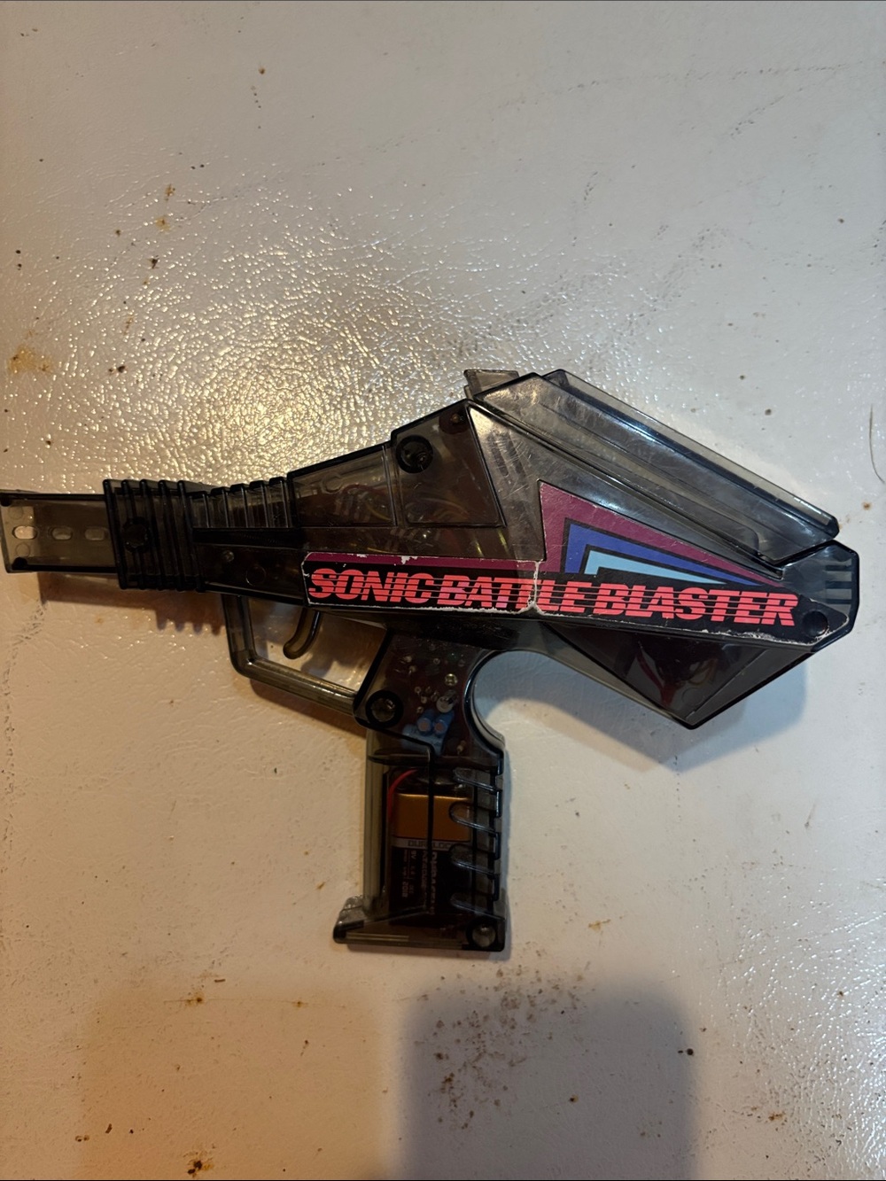 Sonic Battle Blaster 1980s Retro Toy Gun - Smoke Plastic with Pink Accent